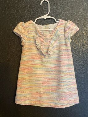 Janie and Jack Rainbow Tweed Dress with Ruffle Front